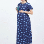 Blue Zipless Maternity Feeding Dress – Fun Fish Print