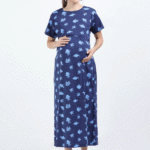 Blue Zipless Maternity Feeding Dress – Fun Fish Print