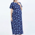 Blue Zipless Maternity Feeding Dress – Fun Fish Print