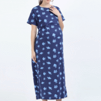 Blue Zipless Maternity Feeding Dress – Fun Fish Print