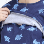 Blue Zipless Maternity Feeding Dress – Fun Fish Print