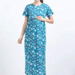 Breastfeeding Dress – Blue with Boat Print