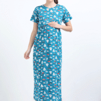 Breastfeeding Dress – Blue with Boat Print