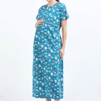 Breastfeeding Dress – Blue with Boat Print