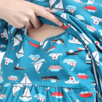 Breastfeeding Dress – Blue with Boat Print