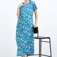 Breastfeeding Dress – Blue with Boat Print