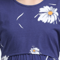 Blue Zipless Nursing Dress with Back Knot