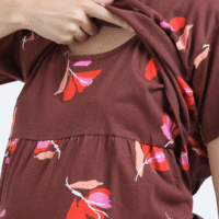 Brown Zipless Maternity Feeding Dress