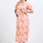Zipless Nursing Dress for Breastfeeding – Orange