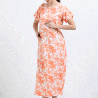 Zipless Nursing Dress for Breastfeeding - Orange