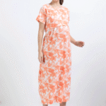Zipless Nursing Dress for Breastfeeding – Orange