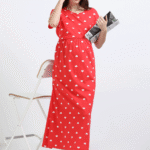 Red Zipless Nursing Dress with Back Knot