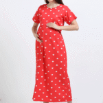 Red Zipless Nursing Dress with Back Knot