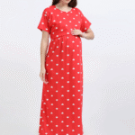 Red Zipless Nursing Dress with Back Knot