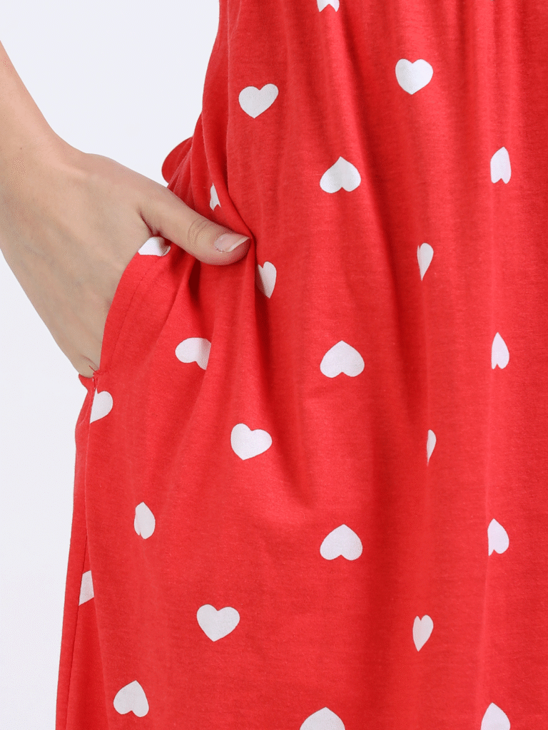 Red Zipless Nursing Dress with Back Knot