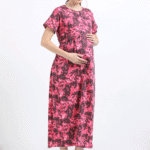 Zipless Maternity Feeding Dress – Pink & Black