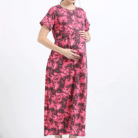 Zipless Maternity Feeding Dress – Pink & Black