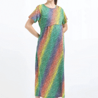 Zipless Breastfeeding Dress – Rainbow Design