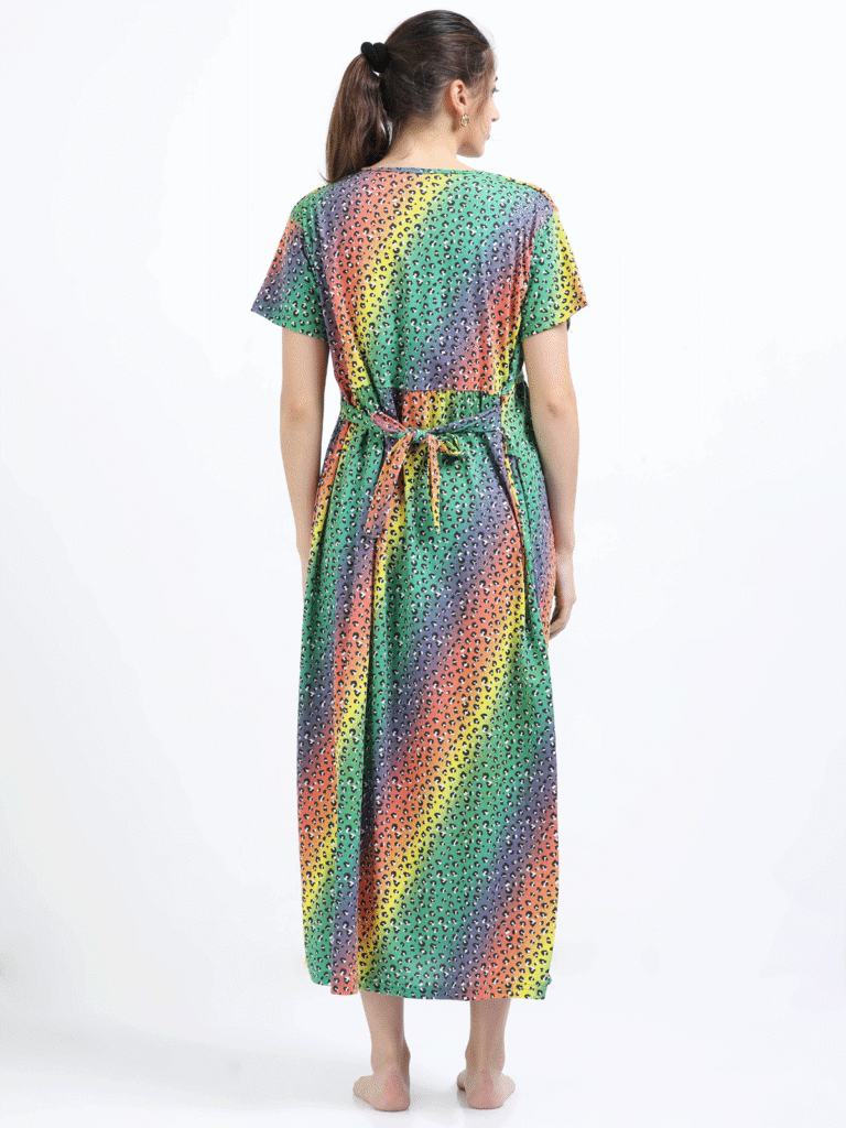 Zipless Breastfeeding Dress – Rainbow Design