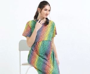 Zipless Breastfeeding Dress – Rainbow Design