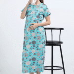 Sky Blue Zipless Maternity Feeding Dress – Floral