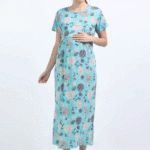 Sky Blue Zipless Maternity Feeding Dress – Floral