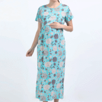 Sky Blue Zipless Maternity Feeding Dress – Floral