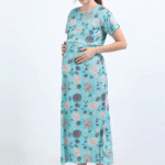 Sky Blue Zipless Maternity Feeding Dress – Floral