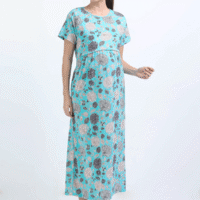 Sky Blue Zipless Maternity Feeding Dress – Floral