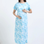 Zipless Maternity Feeding Dress with Back Knot – Sky Blue