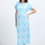 Zipless Maternity Feeding Dress with Back Knot – Sky Blue