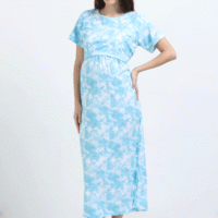 Zipless Maternity Feeding Dress with Back Knot - Sky Blue