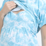 Zipless Maternity Feeding Dress with Back Knot – Sky Blue