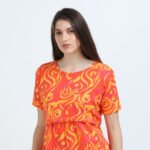 Orange Zipless Maternity Feeding Dress – Comfort & Style for Moms