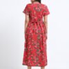 Zipless Maternity & Nursing Dress – Red Floral Print | Soft, Stylish & Easy Feeding Access
