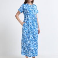 Blue Tie-Dye Print Comfortable Nursing Nightwear