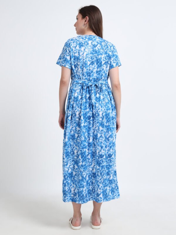 Blue Tie-Dye Print Comfortable Nursing Nightwear