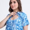 Blue Tie-Dye Print Comfortable Nursing Nightwear