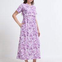 Purple Tie-Dye Maternity & Nursing Maxi Dress for Women