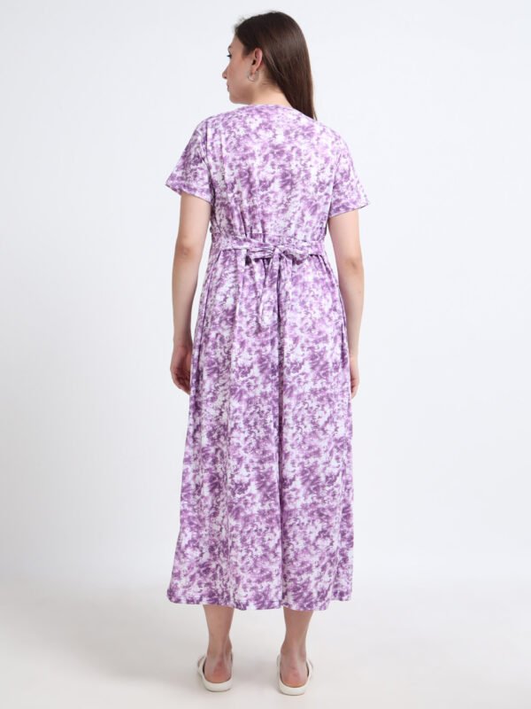 Purple Tie-Dye Maternity & Nursing Maxi Dress for Women