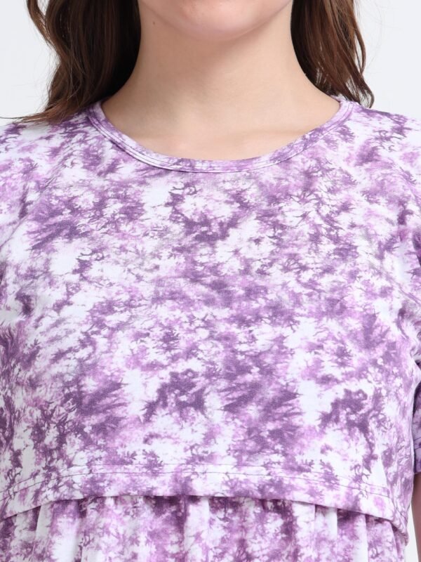 Purple Tie-Dye Maternity & Nursing Maxi Dress for Women