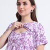 Purple Tie-Dye Maternity & Nursing Maxi Dress for Women
