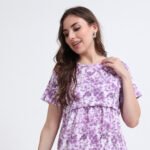 Purple Tie-Dye Maternity & Nursing Maxi Dress for Women