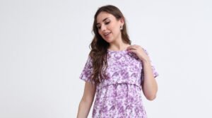 Purple Tie-Dye Maternity & Nursing Maxi Dress for Women