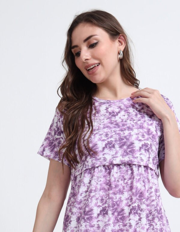 Purple Tie-Dye Maternity & Nursing Maxi Dress for Women