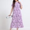 Purple Tie-Dye Maternity & Nursing Maxi Dress for Women