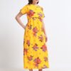 Yellow Floral Maternity Feeding Dress for Women | Zipless Nursing Gown | Pregnancy & Breastfeeding Friendly