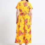 Yellow Floral Maternity Feeding Dress for Women | Zipless Nursing Gown | Pregnancy & Breastfeeding Friendly