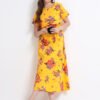 Yellow Floral Maternity Feeding Dress for Women | Zipless Nursing Gown | Pregnancy & Breastfeeding Friendly