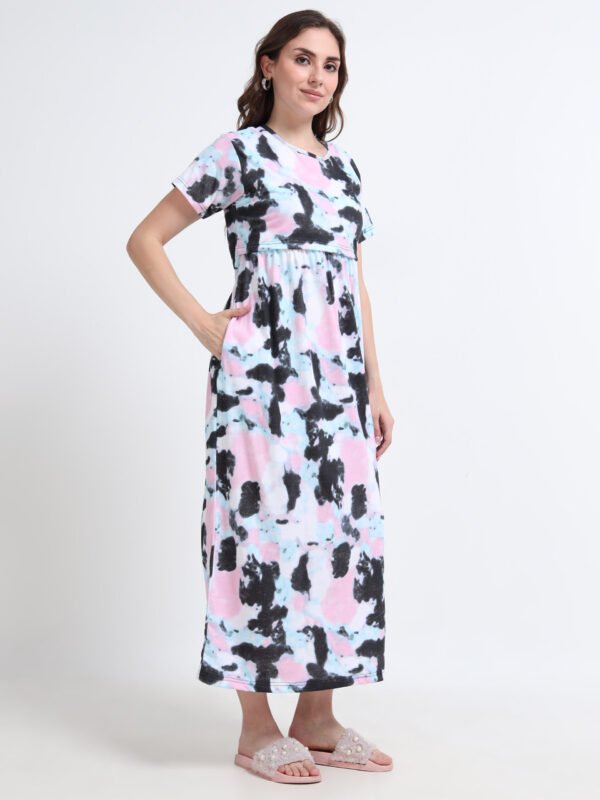 Soft Printed Nursing Nighty with Easy Feeding Access
